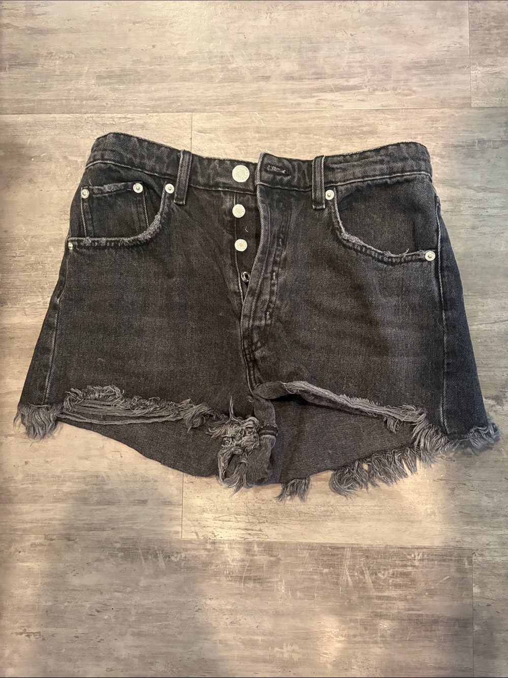 Zara Black Distressed Denim Shorts - Classic High-Rise Style